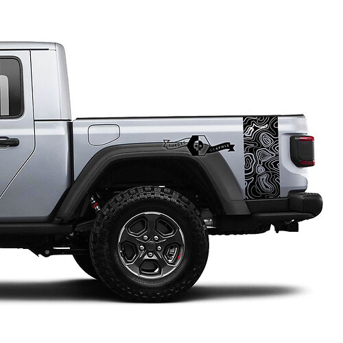 2 Jeep Gladiator Graphics kit Vinyl Wrap Sticker Decal Contour Map Side Bed Stripe Sticker Decal
