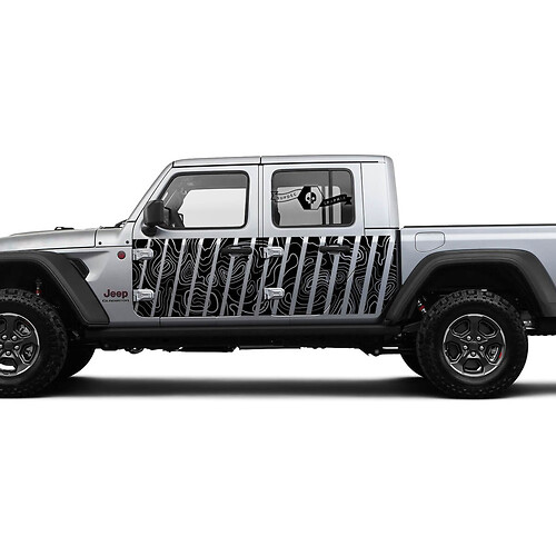 Jeep Gladiator Side Side Door Splash unique Wrap Decal Contour Map Vinyl decal sticker Graphics kit for JT 2018-2021