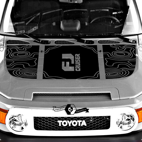 New Toyota FJ Cruiser logo hood decal Contour Map Sticker