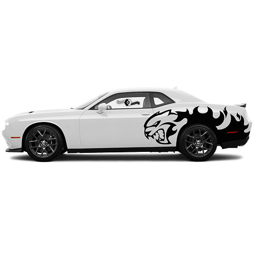 Pair Hellcat decals for Dodge Challenger Splash Flames Side Vinyl Decals Stickers