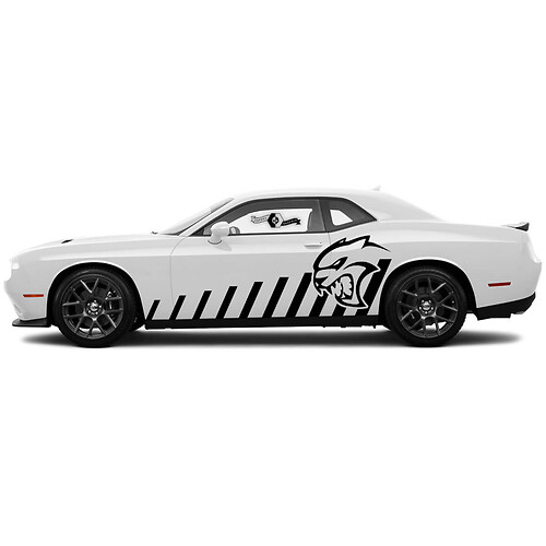 Pair Sloped Side Door Rocker Panel Racing Stripes decals for Dodge Challenger Hellcat Vinyl Decals Stickers