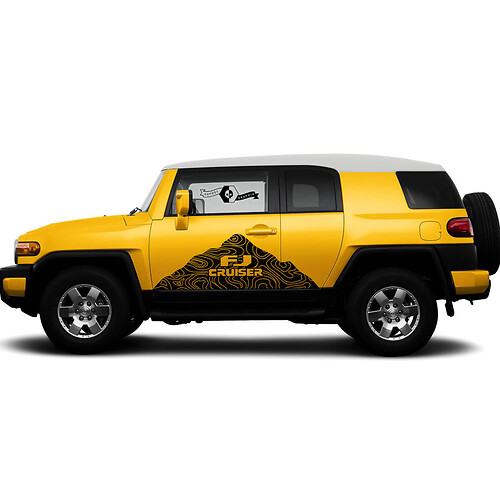 Pair Toyota FJ Cruiser Side Doors Mountains Contour Map Stripe Sticker Decal Truck Wrap 