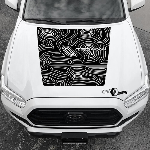 TRD Tacoma Hood NO! Scoop Blackout Topographic Map hood Toyota Vinyl Stickers Decal fit to Tacoma 16-21