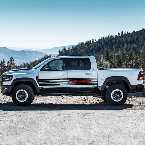 Pair Dodge Rebel 2021 Doors Side Grunge Ram Truck Vinyl Sticker Decal bed Graphic 2 colors