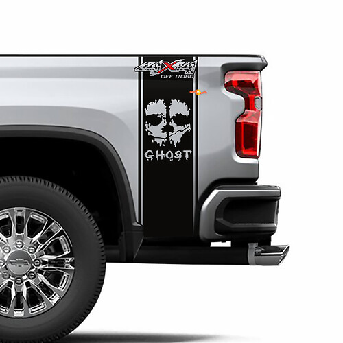 2 Chevrolet Silverado 4x4 Off-Road Ghost Edition Vinyl Bed Side Stripe Decal Sticker Graphics
