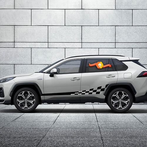 Racing Stripes For RAV4 Wild lander Checkered Flag TOYOTA Sport Trim Decal Vinyl Sticker
