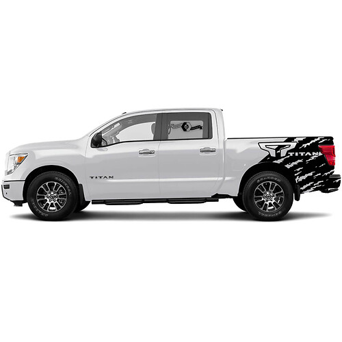 2 Nissan TITAN Camouflage Destroyed Splash Wrap BedSide Side Vinyl Stickers Decal 