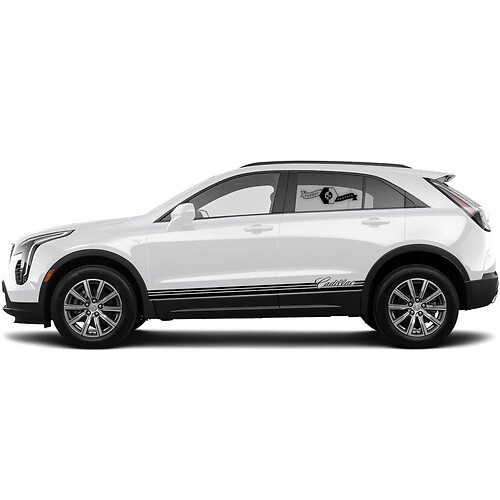 2 New Decal Rocker Panel Sticker Horizontal Lines Stripe for Cadillac XT4