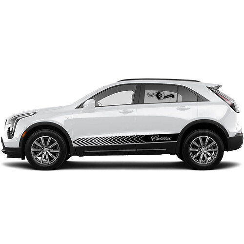 2 New Decal Logo Rocker Panel Sticker Lines Stripe for Cadillac XT4