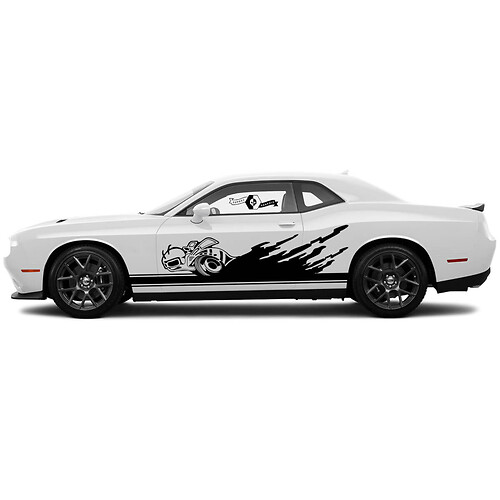 2 Side Dodge Challenger Super Bee Rocker Panel Side Сlassic Stripe Solid Side Vinyl Decals Graphics Sticker