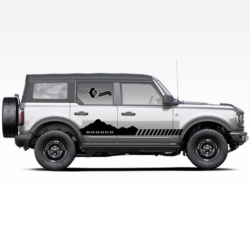 Pair of Bronco Mountains Badlands 4-door Side Stripe Decals Stickers for Ford Bronco 2021
