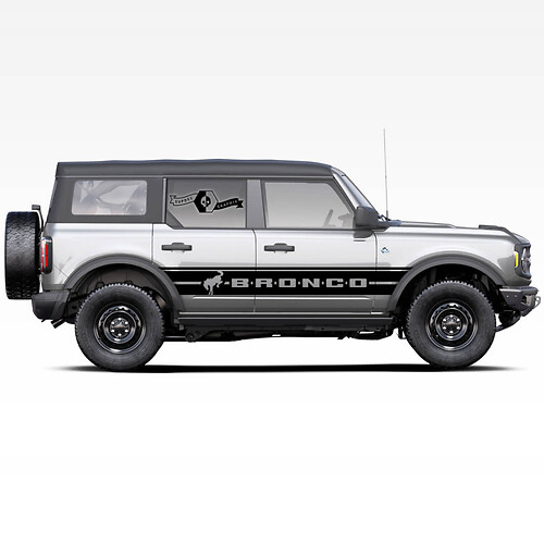 2x Bronco horse stallion Logo Badlands 4-door Wrap Doors Side Thick Strip Decals Stickers for Ford Bronco 2021

