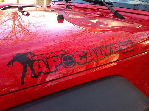 2 Zombie Apocalypse Jeep Wrangler Renegade Rubicon Hood Stickers Decals