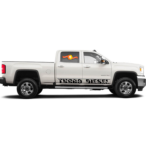 2 TURBO DIESEL ROCKER PANEL VINYL Stickers Decals fit to GMC Sierra
