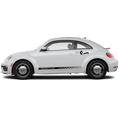 Pair Volkswagen Beetle rocker Stripe Graphics Stickers Decals oblique lines style fit any year