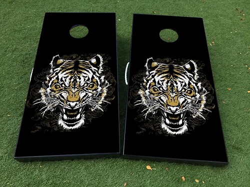 Tiger Cornhole Board Game Sticker Decal VINYL WRAPS with LAMINATED