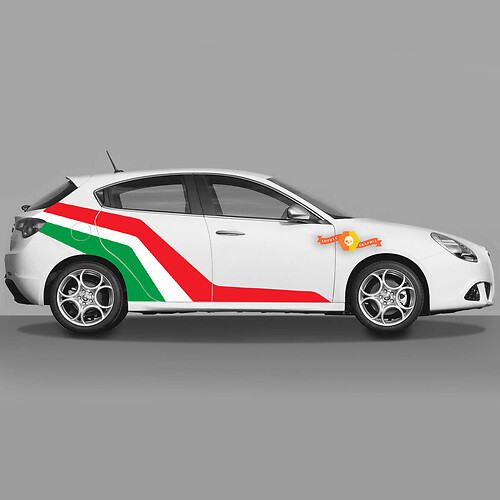 2x Default Italian Flag Colors Doors Decal fits Alfa Romeo Giulietta Stickers Decals Vinyl Graphics Extended Altered