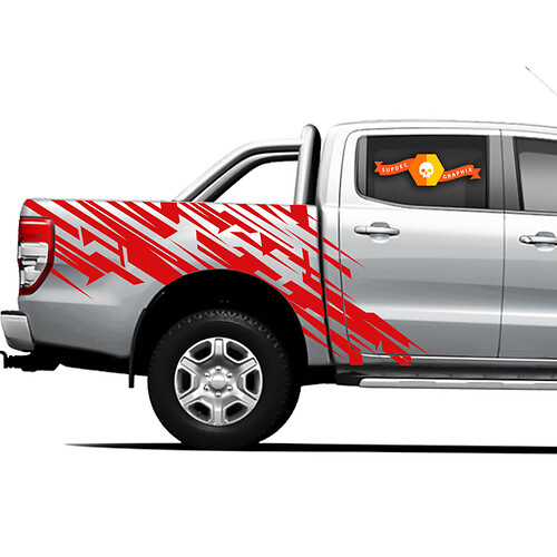 2 Any colors 4×4 Truck Side Bed Graphics Stickers Decals for Ford Ranger Red Lines