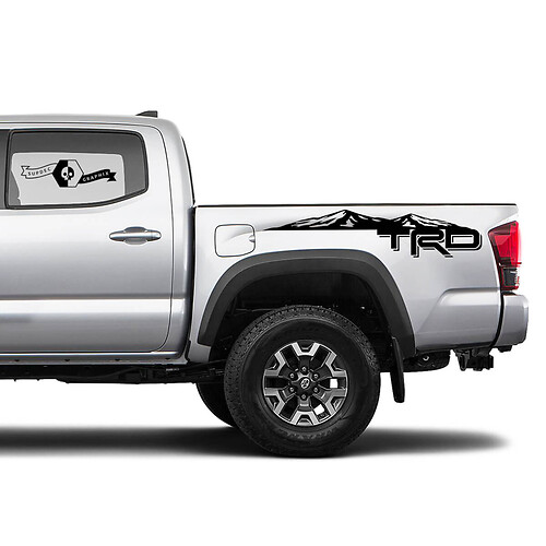 2X Tacoma Toyota TRD Off Road Truck Bed Mountains  side Decals Vinyl Stickers Montains for The Back