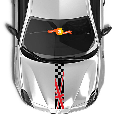 Alfa Romeo Hood Sticker Decal British flag  Checkered flag
