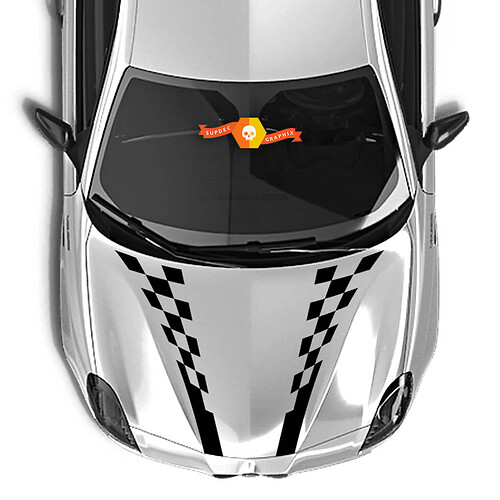 Alfa Romeo Hood Sticker Decal checkered flag, finishing line