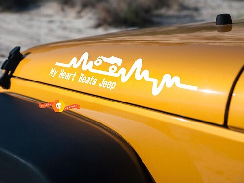 2 Jeep Wrangler Rubicon Hood Stickers Decals says My Heart Beats