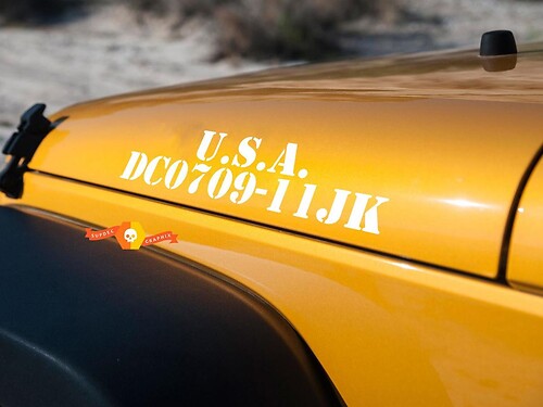 Jeep Wrangler Army USA style Hood Vinyl Decal Sticker