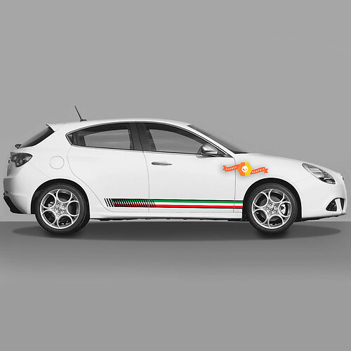 2x Doors Body Decal fits Alfa Romeo Giulietta Stickers Decals Vinyl Graphics, Disappearing Italian Flag 2021