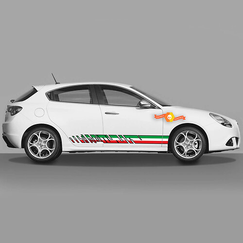 2x Doors Body Decal fits Alfa Romeo Giulietta Stickers Decals Vinyl Graphics, Italian Flag with Slits