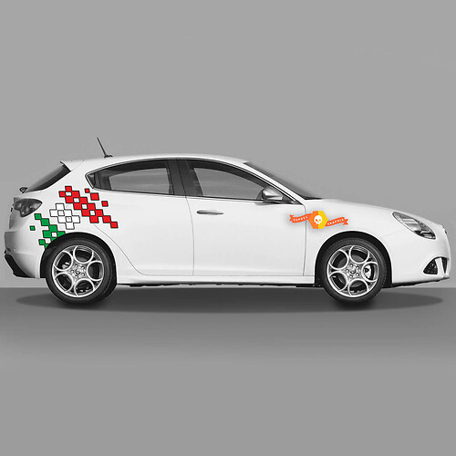 2x Doors Body Decal fits Alfa Romeo Giulietta Stickers Decals Vinyl Graphics, Italian Flag Puzzle