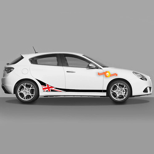 2x Doors Body Decal fits Alfa Romeo Giulietta Stickers Decals Vinyl Graphics, British Flag - Way to the Top