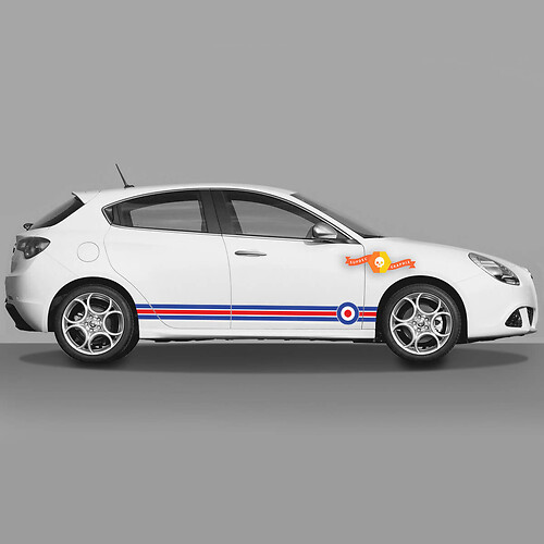 2x Doors Body Decal fits Alfa Romeo Giulietta Stickers Decals Vinyl Graphics, British Flag Lines Full length 2021