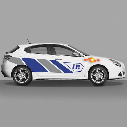2x Doors Body Decal fits Alfa Romeo Giulietta Stickers Decals Vinyl Graphics Blue-Gray Stripes 2021