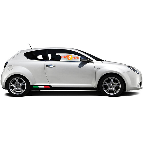 Pair Vinyl Decals side Graphic Stickers Alfa Romeo Rocker Panel MITO Italy flag left flattened 2022
