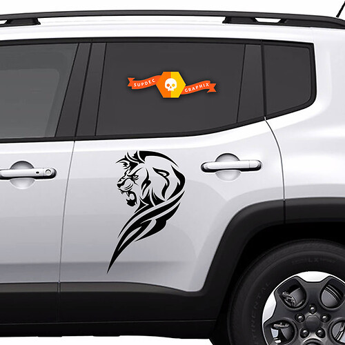 2x Vinyl Decals side Graphic Stickers Jeep Renegade lion drawing New 2022
