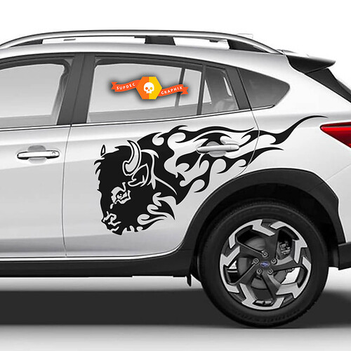 Vinyl Decals Graphic Stickers side сar Toyota flaming bull drawing new 2022