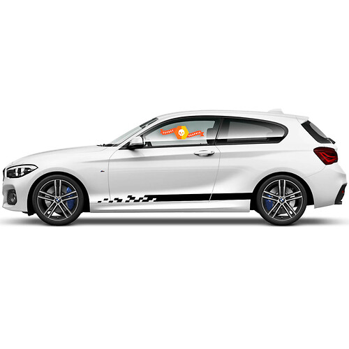 Pair Vinyl Decals Graphic Stickers side rocker panel for BMW 1 Series 2015 collapsing black streak
