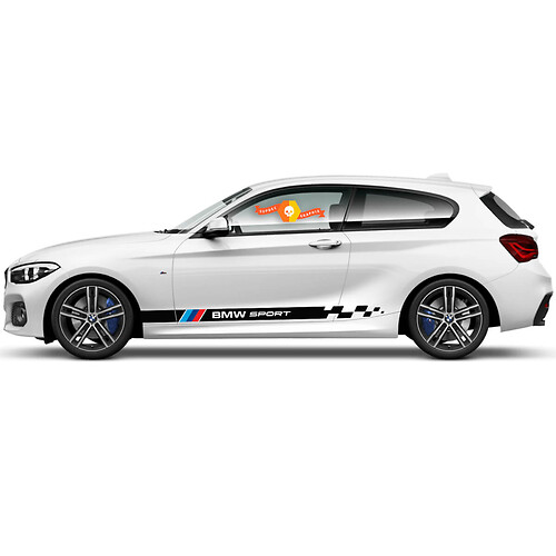 Pair Vinyl Decals Graphic Stickers side  bmw 1 series 2015 checkered flag Rocker panel sport new