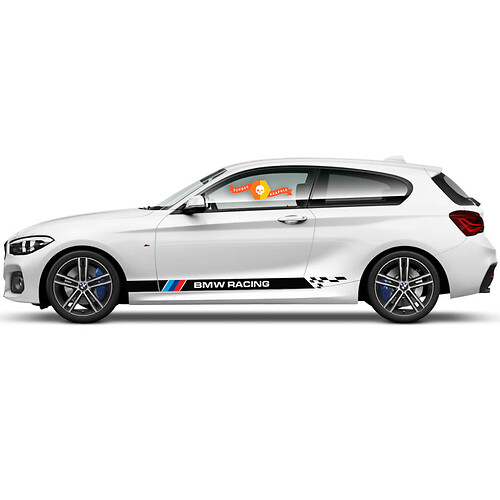 Pair Vinyl Decals Graphic Stickers side  bmw 1 series 2015 checkered flag Rocker panel Racing style 2022