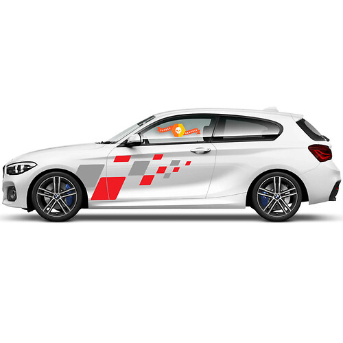 2 x Vinyl Decals Graphic Stickers side bmw 1 series 2015 door drawing checkered flag