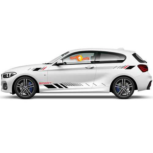 Pair Vinyl Decals Graphic Stickers side bmw 1 series 2015 rocker panel checkered flag  sport style 2022