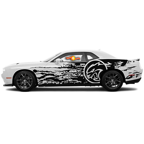 Dodge Challenger Or Charger SRT Hellcat Splash Grunge Side Widebody Kit  New Hell Cat Vinyl Sticker Decal Graphic 