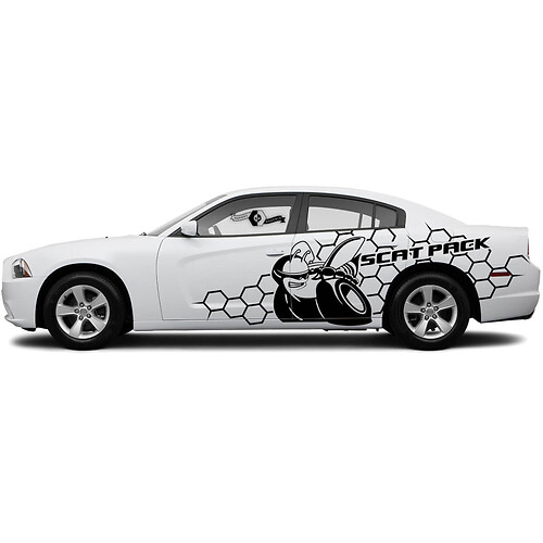 Pair SRT Scat Pack Honeycomb Door Side Grunge Stickers Decals Vinyl Graphics for Dodge Сharger or Challenger