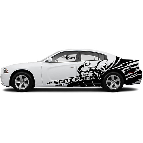 Pair Dodge Сharger or Challenger SRT Scat Pack Side Door Side Grunge Stickers Decals Vinyl Graphics Conversely