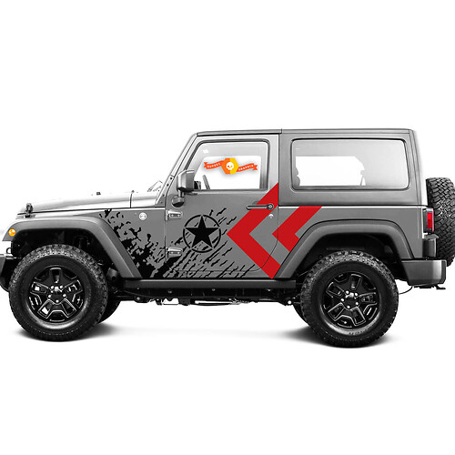 2 Colors New JEEP Decal Sticker mud splash ARMY STAR side door graphics Wrangler Door

