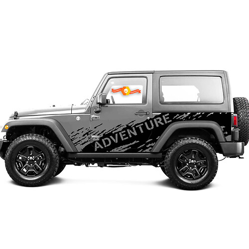 2 New JEEP Decal Sticker mud splash ADVENTURE side door graphics Wrangler Door