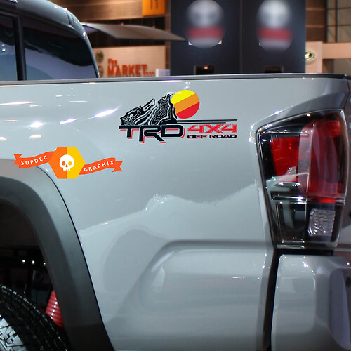TRD 4x4 Off road with Topographic Vintage Side Vinyl Stickers Decal fit to Toyota Tacoma