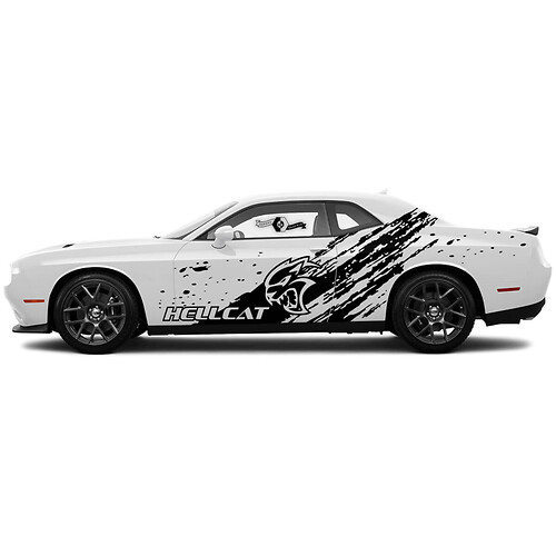 Pair Dodge Сharger or Challenger Scratches SRT Hellcat Destroyed Splash Door Side Grunge Stickers Decals Vinyl Graphics