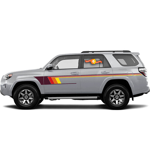 Pair of 4Runner TRD Side doors Retro Stripe Vinyl Decals Stickers for Toyota Splash 4Runner TRD
