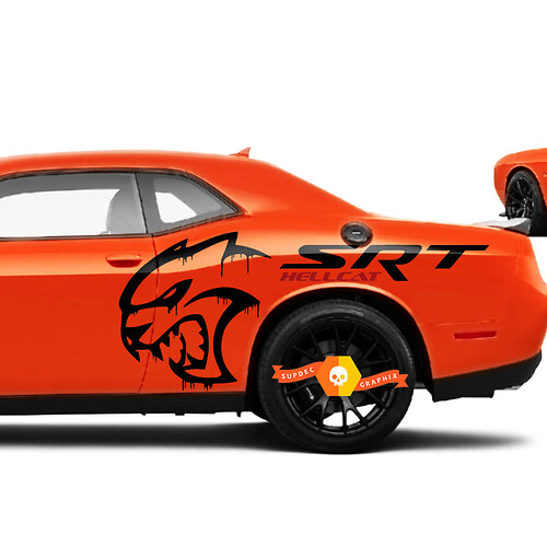 SRT Challenger Blood Hellcat Large Quarter Panel Stickers Decals kit with Red Hellcat